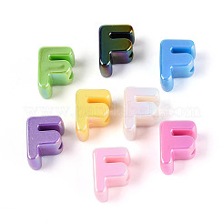 UVメッキ不透明アクリルヨーロピアンビーズ  大穴ビーズ  ミックスカラー  文字F  20.5x16x14mm  穴：6mm&nbsp;OACR-M027-03F