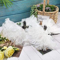 2袋プリーツガーゼ糸の花束ラッピング包装  装飾を与える母の日の贈り物に適しています  ホワイト  4572x280mm  5ヤード/袋&nbsp;OP-NB0001-13B