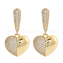 Brass Micro Pave Clear Cubic Zirconia Dangle Stud Earrings for Women&nbsp;LS-EJEW-F352-05G-01