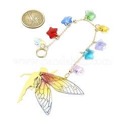 Brass & Transparent Epoxy Resin Fairy Pendant Decoration&nbsp;HJEW-JM02635-02