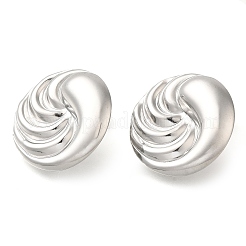 304 Stainless Steel Flat Round Stud Earrings&nbsp;EJEW-I312-08P