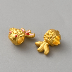 合金エナメルヨーロピアンビーズ  大穴ビーズ  ゴールドカラー  金の魚  16x10x8mm  穴：5mm&nbsp;ENAM-WH0058-034F