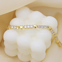 Brass Micro Pave Clear Cubic Zirconia Link Chain Bracelets for Women&nbsp;BJEW-P366-02B-G