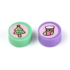 Printed Handmade Polymer Clay Beads&nbsp;CLAY-T022-12A