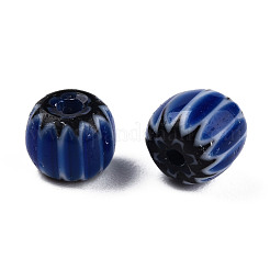 手作りのランプワークシェブロンビーズ連売り  コラム  ダークブルー  5.5~7.5x4.5~6mm  穴：1.4mm  約70~72個/連  15.75インチ〜15.94インチ（40~40.5cm）&nbsp;X-LAMP-N023-003-01