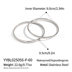 クラシックな304ステンレススチール製ブレスレットセット（女性用）2個、2スタイル  ステンレス鋼色  内径：2.36インチ（6cm）&nbsp;DB9635-3
