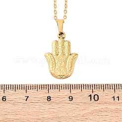 ハムサハンド 304 ステンレススチール ペンダントネックレス  イオンプレーティング（ip）  18KGP本金メッキ  17.87インチ（45.4cm）&nbsp;NJEW-H059-01G