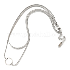 201 Stainless Steel Double Layer Snake Chain Necklaces&nbsp;STAS-B076-06P