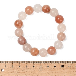 12mm天然新疆産ゴールデンシルク翡翠ラウンドビーズストレッチブレスレット（女性用）  内径：1-7/8インチ（4.8cm）&nbsp;BJEW-G756-01C