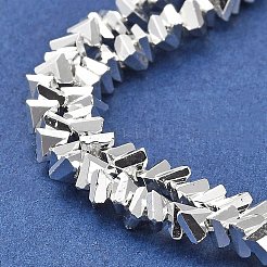 電気メッキガラスビーズセット  三角形  銀  4~4.5x4~4.5x3~3.5mm  穴：0.8mm  約113~126個/連  11.02~14.57インチ（28~37cm）&nbsp;LS-EGLA-D030-16A-06