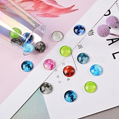 明るいガラスのカボション  惑星模様  半円  ミックスカラー  80個/箱&nbsp;GLAA-SZ0001-12