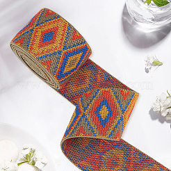 2.5ヤードの菱形ヴィンテージジャカードポリエステルリボン  刺繍入りの織りリボン  厚紙紙のジュエリーディスプレイカード付き  ミックスカラー  2インチ（50mm）&nbsp;OCOR-CY0004-48B