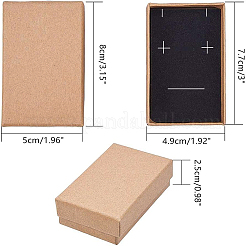 クラフト紙のボール紙ジュエリーボックス  リング/ネックレスボックス  長方形  バリーウッド  8x5x2.5cm  18個/セット&nbsp;CBOX-BC0001-09
