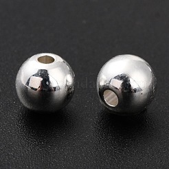 真鍮ビーズ  カドミウムフリー＆鉛フリー  長持ちメッキ  ラウンド  925銀メッキ  6mm  穴：1.5mm&nbsp;KK-H759-24A-S
