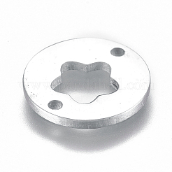 変色しにくい304ステンレススチールリンクコネクター  花付きフラットラウンド  ステンレス鋼色  12x1mm  穴：1.2mm&nbsp;STAS-L224-011P