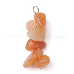 Gradient Color Natural Red Aventurine & Natural Sunstone & Natural Topaz Jade Chip Beaded Pendants&nbsp;PALLOY-JF02795-09