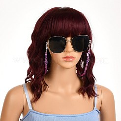 女性のための蝶のデザインの眼鏡チェーン  メガネストリングホルダー  アクリルビーズで  304ステンレススチール製ロブスタークロウ留め金  スミレ  21.25インチ（54cm）&nbsp;AJEW-EH00255-03
