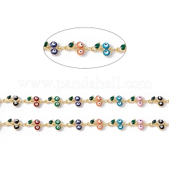 Handmade Eco-friendly Brass Enamel Cherry with Evil Eye Link Chain&nbsp;CHC-E025-26G