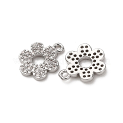 真鍮製マイクロパヴェキュービックジルコニアペンダント  花のチャーム  プラチナ  13.5x10.5x2mm  穴：1.2mm&nbsp;ZIRC-L105-04B-P