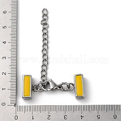 304ステンレススチールチェーンエクステンダー  カニカンとエナメル長方形チェーンタブ付き  ステンレス鋼色  39mm&nbsp;STAS-D014-27P