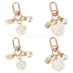 4Pcs 2 Styles Cute Shell Shape & Round ABS Plastic Pendant Decoration&nbsp;HJEW-BBC0001-24