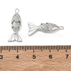 シェグレース 真鍮 マイクロパヴェ クリアキュービックジルコニア ペンダント  魚のチャーム  カドミウムフリーと鉛フリー＆ニッケルフリー  プラチナ  23x9x5mm  穴：1x2mm&nbsp;XGRQ4G314-690P