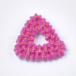 樹脂チャーム  模造ラタン編み風  三角形  ミックスカラー  24x25.5x4mm  穴：1.8mm&nbsp;RESI-S364-34