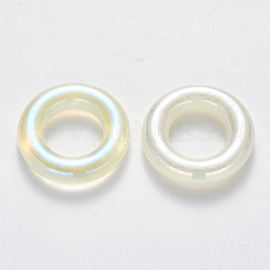 透明なアクリルコネクターリング  ABカラーメッキ  天然石風  丸いリング  ベージュ  25x6mm  内径：12.5mm&nbsp;TACR-T016-03A-04
