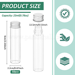 ガラスビーズコンテナ  コラム  プラチナアルミニウム蓋付き  透明  2.2x9cm  容量：23ml（0.78fl.oz）&nbsp;AJEW-WH0596-170A