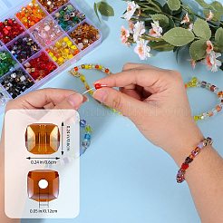 模造人工クリスタルガラスビーズ 2 袋  多面カットキューブ  混合スタイル  ブラウン  6x6x6mm  穴：1.2mm  約100個/袋&nbsp;GLAA-SZ0001-95C-05