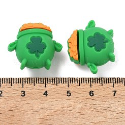 シリコーン焦点ビーズ  焦点ビーズ  グリーン  クローバー  20x23x16.5mm  穴：3mm&nbsp;SIL-A012-02A