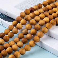 Natural Wood Beads Strands&nbsp;WOOD-F006-01-10mm