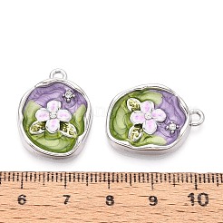 Rack Plating Alloy Rhinestone Enamel Pendants&nbsp;ENAM-N065-08P