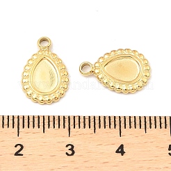 304ステンレススチールペンダントカボションセッティング  ティアドロップ  18KGP本金メッキ  トレイ：5x7mm  14x9.5x1.5mm  穴：1.8mm&nbsp;STAS-A089-07G
