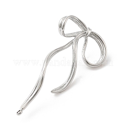 真鍮のスタッドのイヤリングパーツ  カン付き  蝶結び  プラチナ  46.5x24mm  穴：1.5mm  ピン：0.9mm&nbsp;KK-U061-14A-P