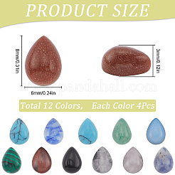 48Pcs 12 Styles Natural & Synthetic Mixed Gemstone Cabochons&nbsp;G-SC0003-09