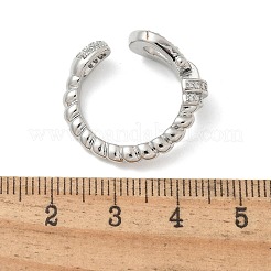 Brass Micro Pave Clear Cubic Zirconia Cuff Rings&nbsp;RJEW-U037-01P