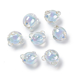 UVメッキレインボー虹色アクリルビーズ  ツートン  クマ  ミックスカラー  16x18x16mm  穴：3.5mm&nbsp;X1-OACR-H015-11