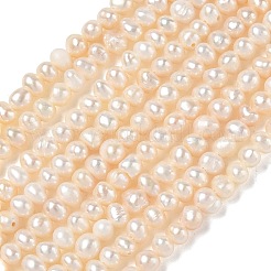 天然養殖淡水パールビーズ連売り  グレード2a+  ポテト  ベージュ  3.8~4.2mm  穴：0.5mm  約90~91個/連  13.27~13.39''（33.7~34センチメートル）&nbsp;PA-CBAC463-19
