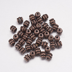 チベット風合金ビーズ  鉛フリーとニッケルフリー  バレル  赤銅鉱  5x5x5mm  穴：1.5mm&nbsp;X-TIBEB-Q043-R-FF