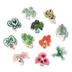 24個 12スタイル 植物 アクリル ラペルピン ブローチピン  バックパックの服のための創造的な鉄のバッジ  ミックスカラー  30~38.5x27~37mm  2個/スタイル&nbsp;JEWB-CJ0003-38