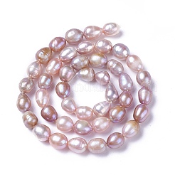 天然養殖淡水パールビーズ連売り  ライス  桃パフ  4~11x4~11mm  穴：0.5~1mm  約32~108個/連  14.1インチ〜14.7インチ（36~37.5cm）&nbsp;PEAR-L021-20-01A