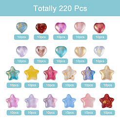 220Pcs 22 Style Transparent Spray Painted Glass Beads&nbsp;GLAA-CW0001-02