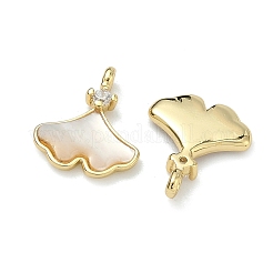 Brass Micro Pave Clear Cubic Zirconia Charms&nbsp;KK-F926-02G