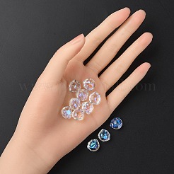 35個の透明スプレー塗装ガラスビーズ  猫の足のプリント  クリアAB  11x12x8.5mm  穴：1.2mm&nbsp;GLAA-YW0001-72A