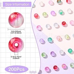 200個 10色フロスト加工ガラスビーズ  黄金のグリッターパウダーで  ラウンド  ミックスカラー  8~8.5mm  穴：1.4~1.6mm  20個/カラー&nbsp;DGLA-YW0001-43
