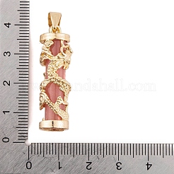 合成蓄光石柱ペンダント  暗闇で光る  金メッキ合金ドラゴンラップチャーム  鮭色  35.5x10.5mm  穴：6x4.5mm&nbsp;FIND-C058-01G-04
