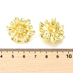 女性のための真鍮のスタッドピアス  デイジーの花  ライトゴールド  24x26.5mm&nbsp;EJEW-F365-04LG