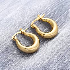女性のための分厚いハギーフープピアス  18KGP本金メッキ  19x15x5mm  ピン：0.4mm&nbsp;X-EJEW-A064-11G-RS