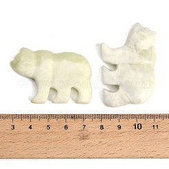 天然の新しい翡翠彫刻ペンダント  ズニ族のクマのチャーム  30~32.5x46~47x6~8mm  穴：1mm&nbsp;GG-CBA3958-02C